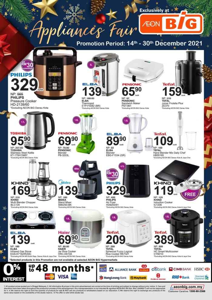 AEON BiG Appliances Fair Promotion Catalogue (14 December 2021 - 30 December 2021)