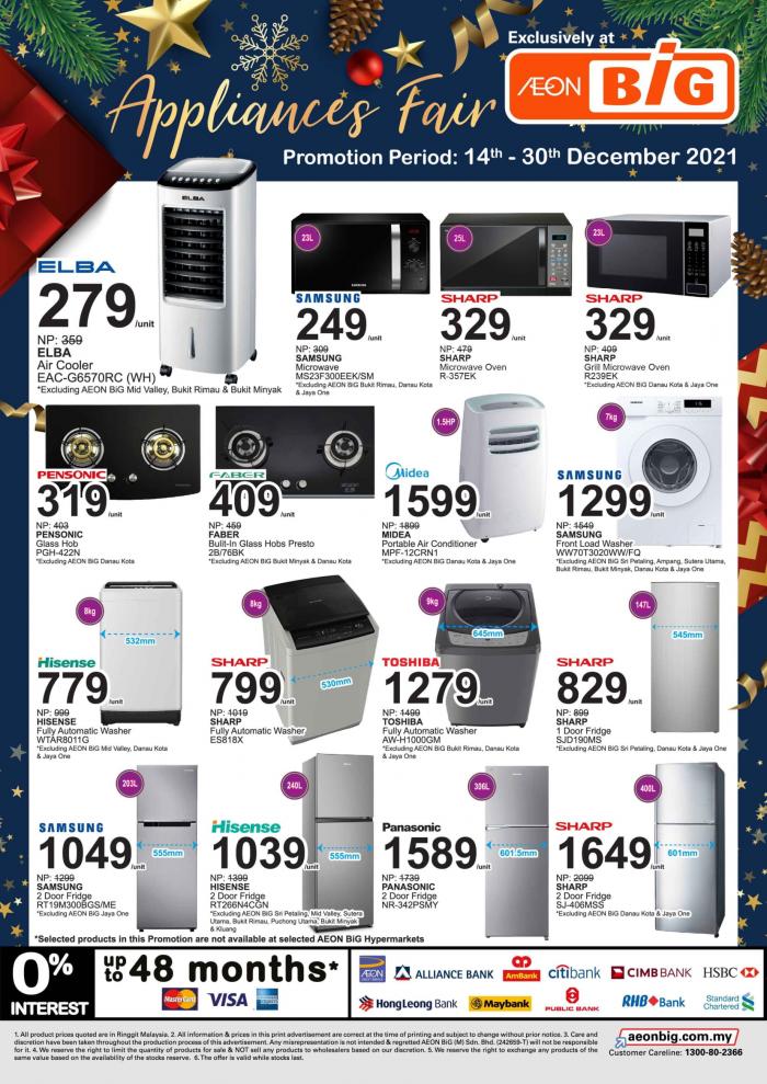 AEON BiG Appliances Fair Promotion Catalogue (14 December 2021 - 30 December 2021)