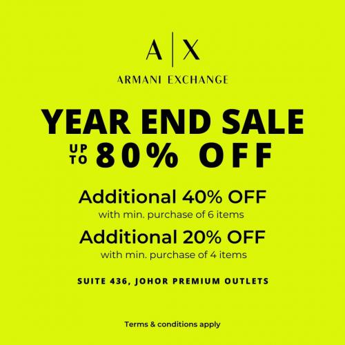 Armani Exchange Year End Sale Up To 80% OFF at Johor Premium Outlets (24 December 2021 - 26 December 2021)