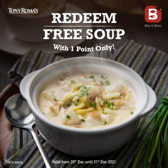 Tony Roma's Bite & Bites FREE Soup for 1 Point Promotion (20 December 2021 - 31 December 2021)
