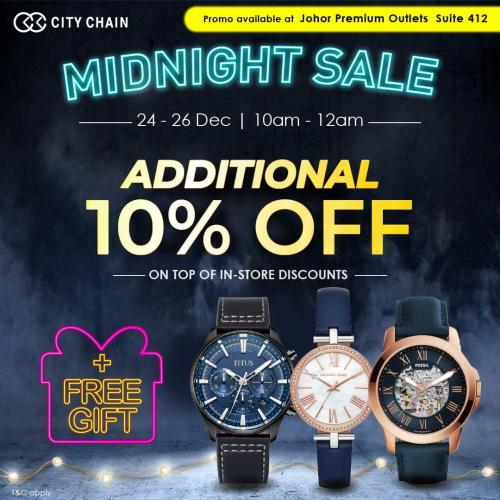 City Chain Midnight Sale Additional 10% OFF at Johor Premium Outlets (24 December 2021 - 26 December 2021)