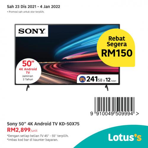 Sony 50" 4K Android TV @ Rebate Segera RM150.00