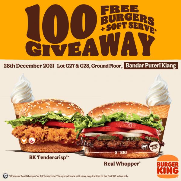 Burger King Bandar Puteri Klang Opening Promotion (28 December 2021 - 10 January 2022)