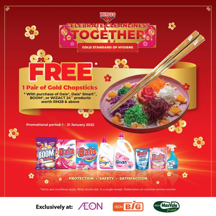 AEON BiG Wings CNY FREE Gold Chopsticks Promotion (1 January 2022 - 31 January 2022)