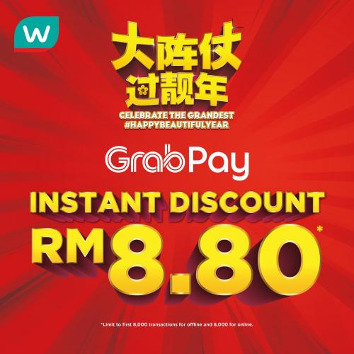 Watsons GrabPay Instant Discount RM8.80 Promotion (valid until 9 February 2022)