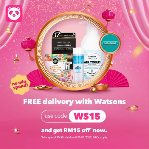 Watsons FoodPanda RM15 OFF Promo Code Promotion (1 January 2022 - 31 January 2022)