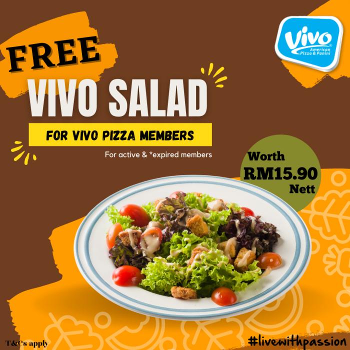 Vivo Pizza FREE Vivo Salad for Vivo Pizza Members (valid until 31 January 2022)