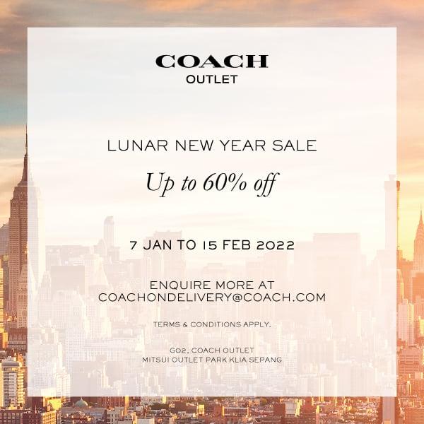 Coach Chinese New Year Sale Up To 60% OFF at Mitsui Outlet Park (7 January 2022 - 15 January 2022)