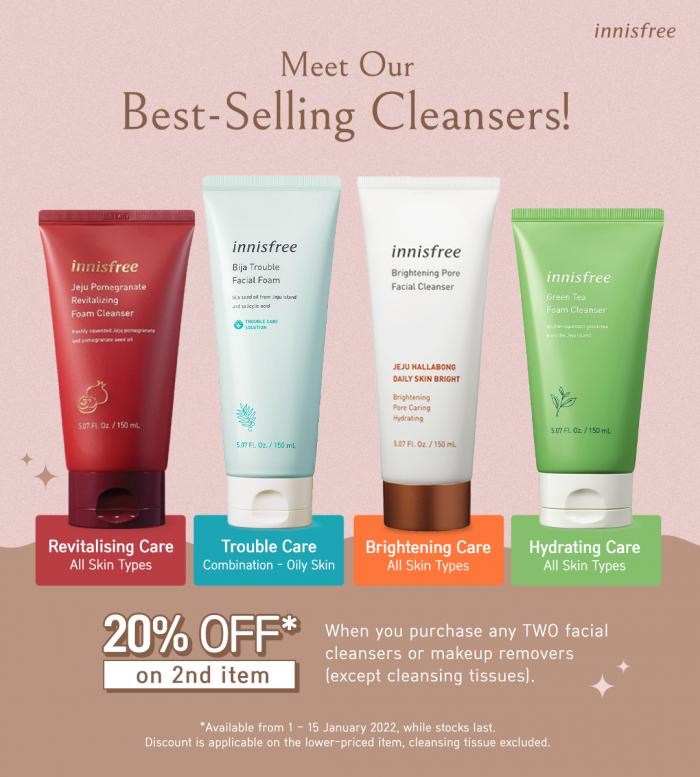 Innisfree Cleansers Promotion (1 January 2022 - 15 January 2022)
