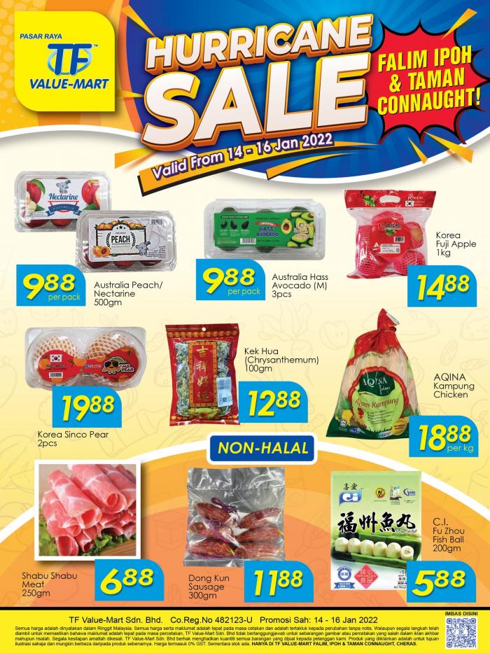 TF Value-Mart Falim Ipoh & Taman Connaught Hurricane Sale Promotion (14 January 2022 - 16 January 2022)