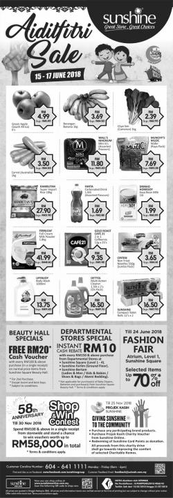 Sunshine Retail Penang Aidilfitri Sale Promotion (15 June 2018 - 17 June 2018)