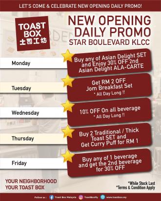 Toast Box Star Boulevard KLCC Opening Promotion (14 February 2022 - 18 February 2022)