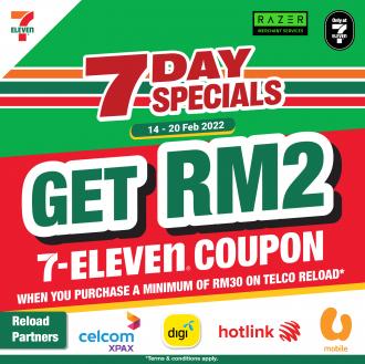 7-Eleven Telco Reload FREE Coupon Promotion (14 February 2022 - 20 February 2022)