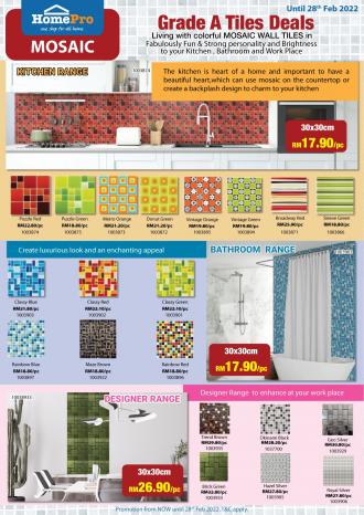 HomePro Mosaic Tiles Promotion (valid until 28 February 2022)