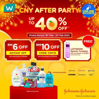 Watsons Online Johnson & Johnson CNY After Party Sale Up To 40% OFF (18 February 2022 - 21 February 2022)