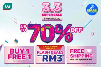 Watsons Online 3.3 Super Sale Up To 70% OFF (1 March 2022 - 9 March 2022)