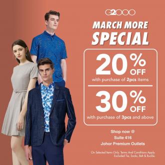 G2000 March More Special Sale at Johor Premium Outlets (24 Feb 2022 - 31 Mar 2022)
