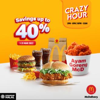 McDonald's McDelivery Crazy Hour Promotion Savings Up To 40% (1 March 2022 - 31 March 2022)
