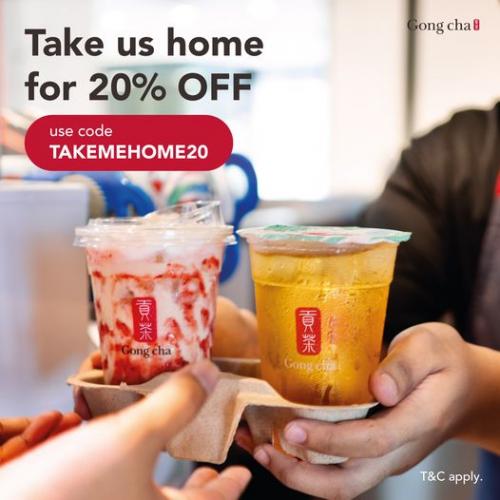 Gong Cha Take Us Home 20% OFF Promotion (valid until 7 April 2022)