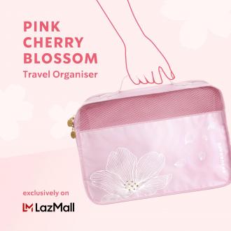 Starbucks Lazada Pink Cherry Blossom Travel Organiser Promotion