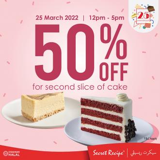 Secret Recipe 50% OFF for 2nd Slice Cake Promotion (25 Mar 2022)