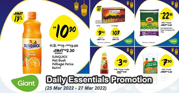 Giant Daily Essentials Promotion (25 March 2022 - 27 March 2022)