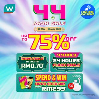 Watsons Online 4.4 Raya Sale Up To 75% OFF (28 March 2022 - 6 April 2022)