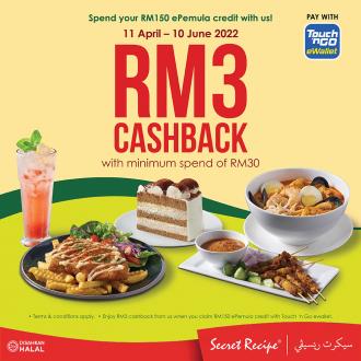 Secret Recipe RM3 Cashback Promotion with Touch n Go eWallet (11 April 2022 - 10 June 2022)