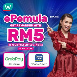 Watsons ePemula RM5 Cashback Promotion (11 April 2022 - 1 June 2022)