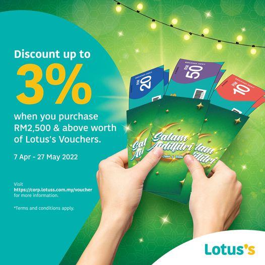 Tesco / Lotus's Vouchers Up To 3% OFF Promotion (7 April 2022 - 27 May 2022)
