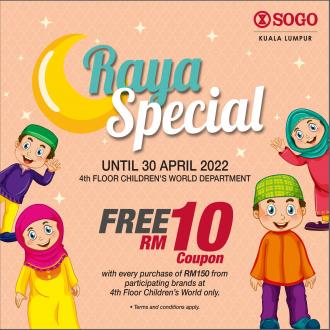 SOGO Kuala Lumpur Kids Wear Raya Sale FREE RM10 Coupon (valid until 30 April 2022)