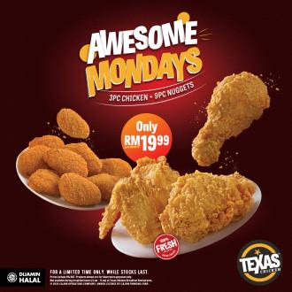 Texas Chicken Awesome Mondays Promotion 3pc Chicken + 9pc Nuggets @ RM19.99 (every Monday)