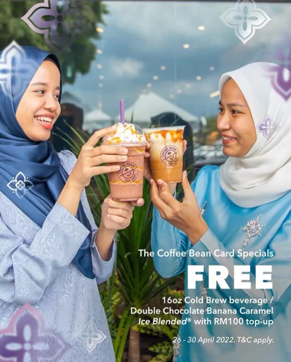 Coffee Bean Top-up TCB Card FREE Beverage Promotion (26 April 2022 - 30 April 2022)