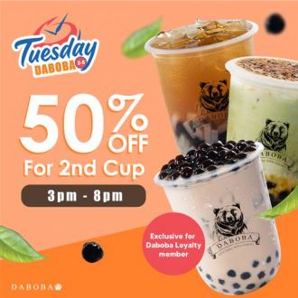 Daboba Tuesday 2nd Cup @ 50% OFF Promotion (26 April 2022)