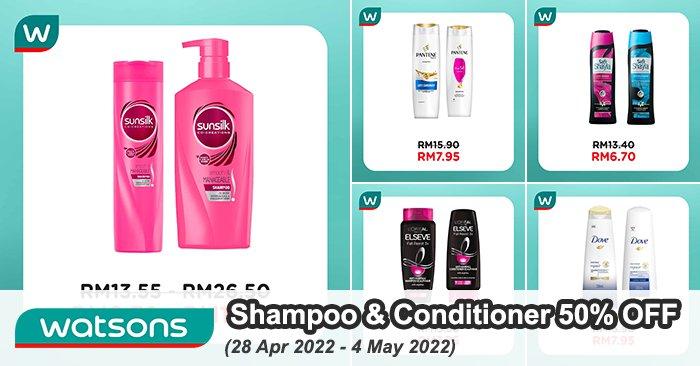 Watsons Shampoo & Conditioner Sale 50% OFF (28 Apr 2022 - 4 May 2022)