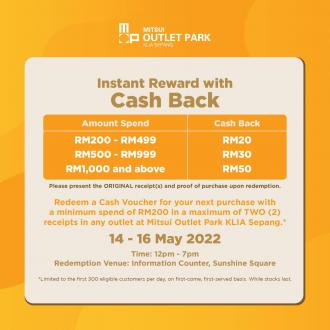 Mitsui Outlet Park Instant Reward with Cashback Promotion (14 May 2022 - 16 May 2022)