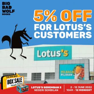 Big Bad Wolf The Big Bad Box Sale Lotus's Customer 5% OFF Promotion (2 Jun 2022 - 12 Jun 2022)
