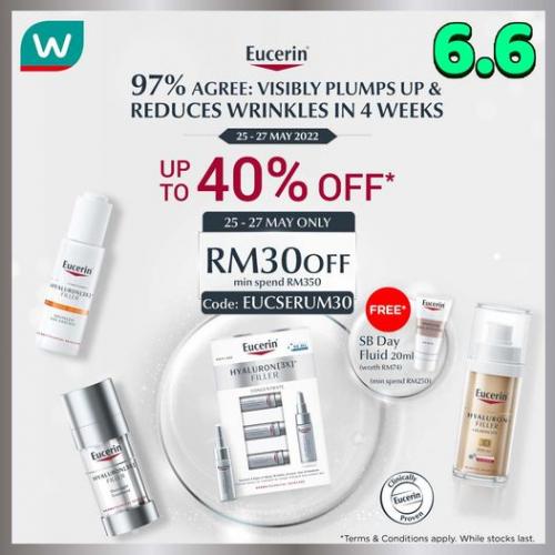 Watsons Online Eucerin Sale Up To 40% OFF (25 May 2022 - 27 May 2022)
