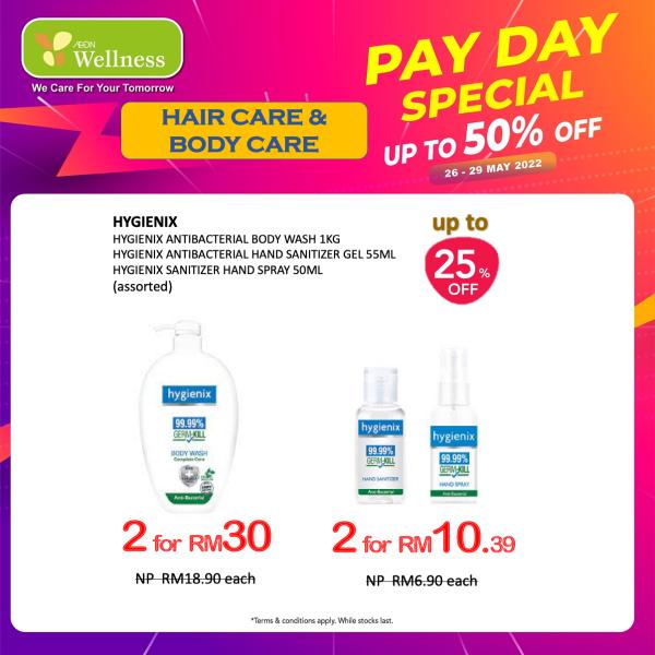 AEON Wellness Hair Care & Body Care Pay Day Promotion Up To 50% OFF (26 May 2022 - 29 May 2022)