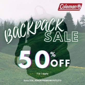 Coleman Backpack Sale 50% OFF at Johor Premium Outlets (1 June 2022 - 30 June 2022)