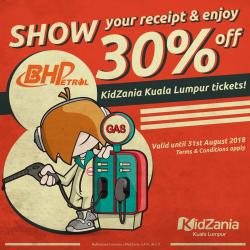 BHPetrol Show Your Receipt & Enjoy 30% OFF on KidZania Kuala Lumpur (valid until 31 August 2018)