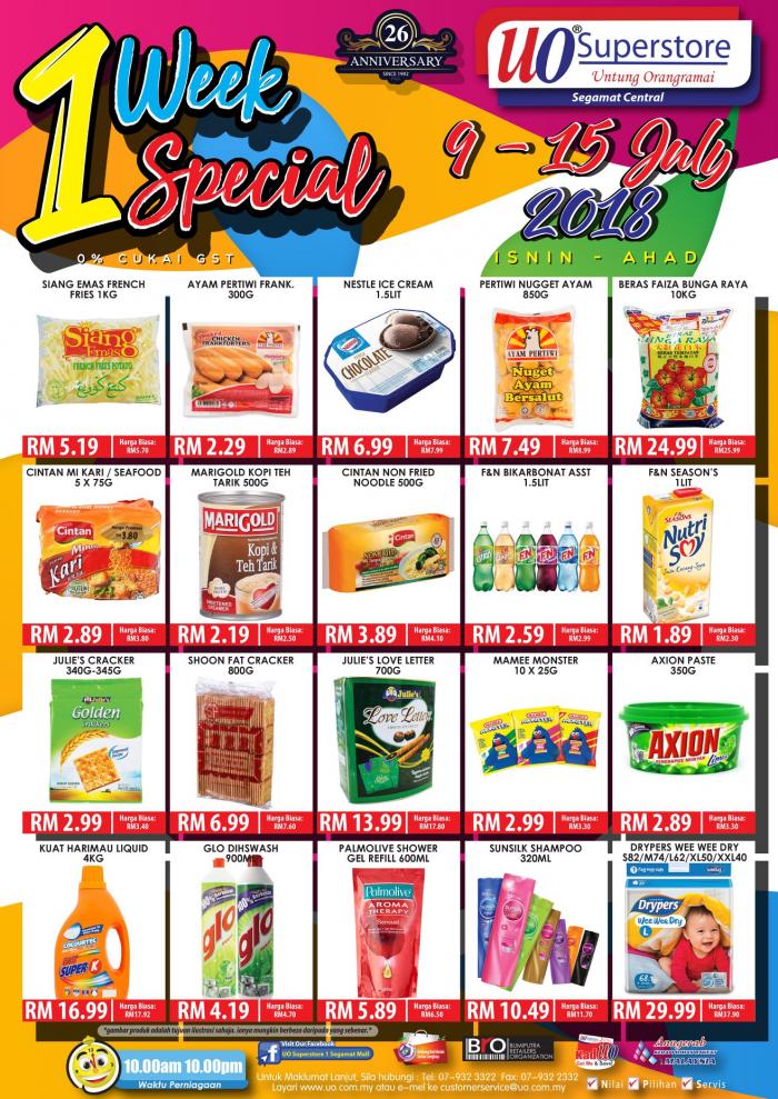 UO SuperStore 1 Week Special Promotion at Segamat (9 July 2018 - 15 July 2018)