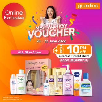 Guardian Online Skincare RM10 OFF Voucher Promotion (20 June 2022 - 22 June 2022)