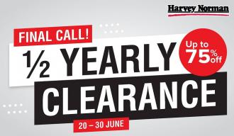 Harvey Norman 1/2 Yearly Clearance Sale Up To 75% OFF (20 June 2022 - 30 June 2022)