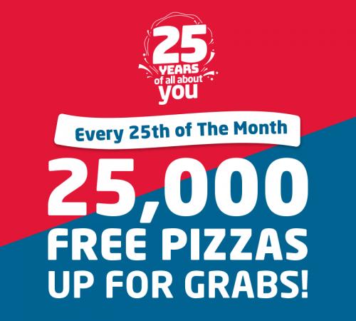 Domino's Pizza FREE Pizza Promotion (Every 25th Of The Month)