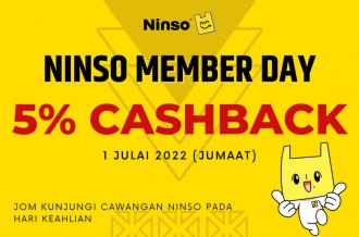 Ninso Member Day 5% Cashback Promotion (1 July 2022)