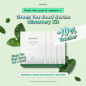 Innisfree FREE Green Tea Seed Serum Discovery Kit Promotion (valid until 31 July 2022)