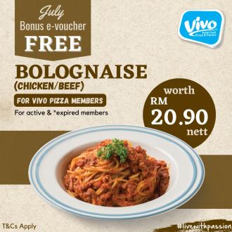 Vivo Pizza FREE Bolognaise For Vivo Pizza Members Promotion (1 July 2022 - 31 July 2022)