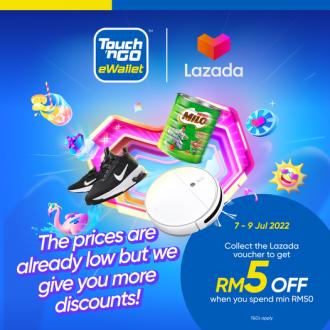 Lazada 7.7 Sale RM5 OFF with Touch n Go eWallet (7 July 2022 - 9 July 2022)