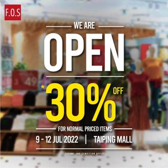 F.O.S Taiping Mall Perak Opening Promotion (9 July 2022 - 12 July 2022)